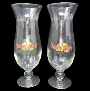 HARD ROCK CAFE  HURRICANE GLASS SAN ANTONIO MAUI TALL GLASSES